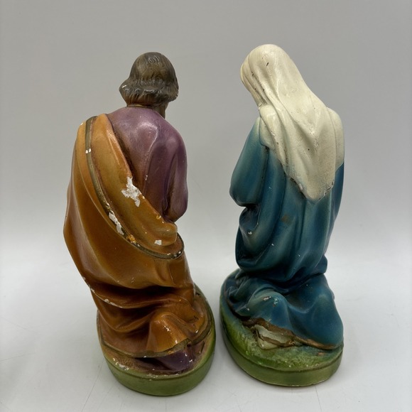 Vintage Chalkware Mary & Joseph Nativity Figures 7" Tall - Picture 6 of 10